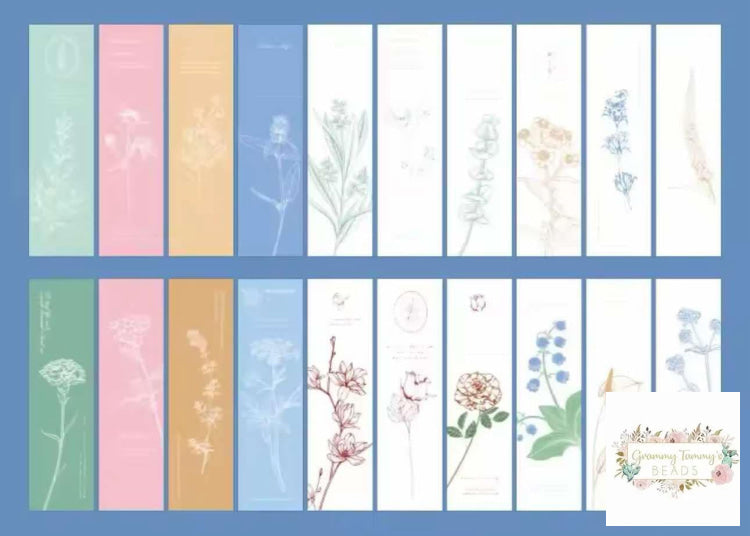 Beautiful Embossed 20Pcs/Box Paper Bookmarks Natural Plant Flowers Blue Bookmark Set