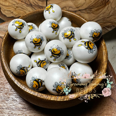 Bees 20Mm Acrylic Bubblegum Bead Beads