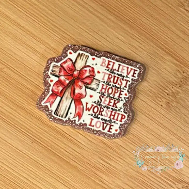 Believe Pink Glitter Flatback Glitter Flatback