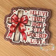 Load image into Gallery viewer, Believe Pink Glitter Flatback Glitter Flatback
