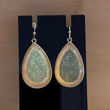 Load image into Gallery viewer, Goldtone &amp; Green Teardrop Earrings
