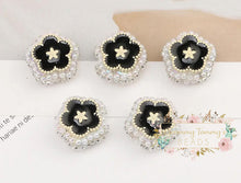 Load image into Gallery viewer, Black Flowers With Rhinestones And Pearls 1-Count Beads
