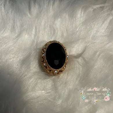 Black Gold Tone Oval Gemstone Beads - 1 Count