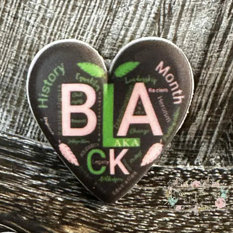 Black History Heart Silicone Focal Beads Silicone Focal Book