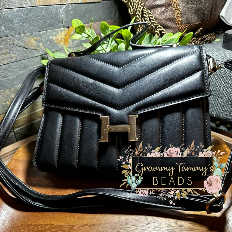 Black Leather Handbag Purse