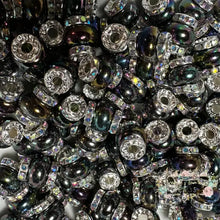 Load image into Gallery viewer, Black Rhinestone Pearl Spacer Beads Spacers

