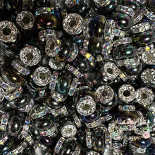 Load image into Gallery viewer, Black Rhinestone Pearl Spacer Beads Spacers
