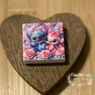 Blue Man & Pink Girl Square Silicone Focal Bead Silicone Square Bead