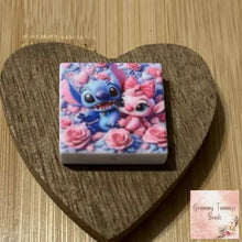 Load image into Gallery viewer, Blue Man &amp; Pink Girl Square Silicone Focal Bead Silicone Square Bead
