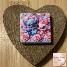 Load image into Gallery viewer, Blue Man &amp; Pink Girl Square Silicone Focal Bead Silicone Square Bead
