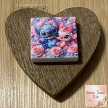 Load image into Gallery viewer, Blue Man &amp; Pink Girl Square Silicone Focal Bead Silicone Square Bead
