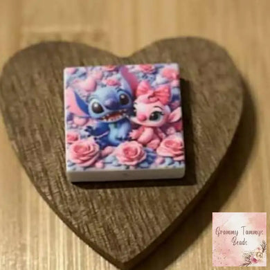 Blue Man & Pink Girl Square Silicone Focal Bead Silicone Square Bead