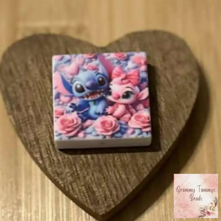Blue Man & Pink Girl Square Silicone Focal Bead Silicone Square Bead