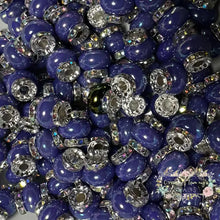 Load image into Gallery viewer, Blue Rhinestone Pearl Spacer Beads Spacers
