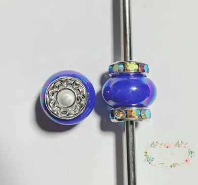 Blue Rhinestone Pearl Spacer Beads Rhinestone Pearl Spacers