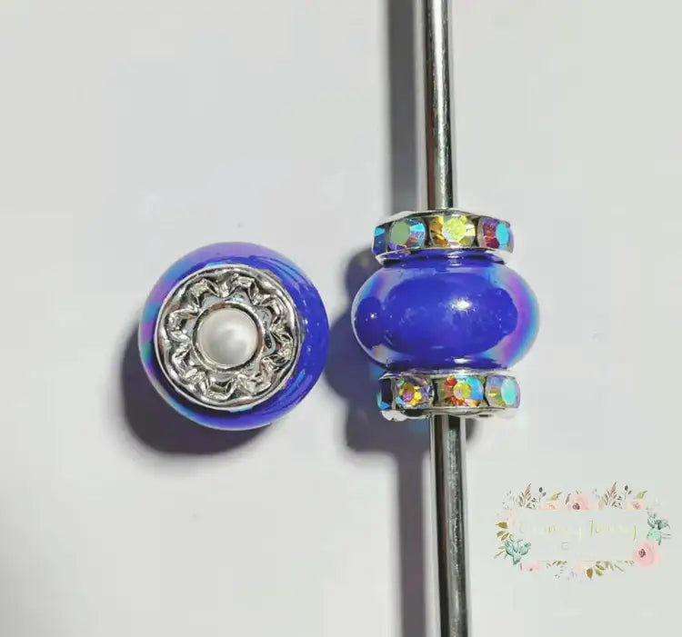 Blue Rhinestone Pearl Spacer Beads Rhinestone Pearl Spacers