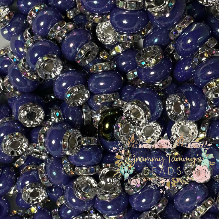 Blue Rhinestone Pearl Spacer Beads Spacers