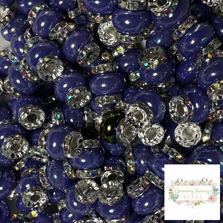 Blue Rhinestone Pearl Spacer Beads Spacers