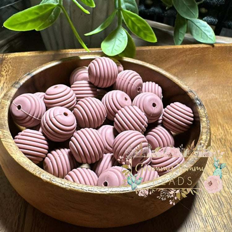 Blush 15Mm Spiral Round Silicone Bead Beads