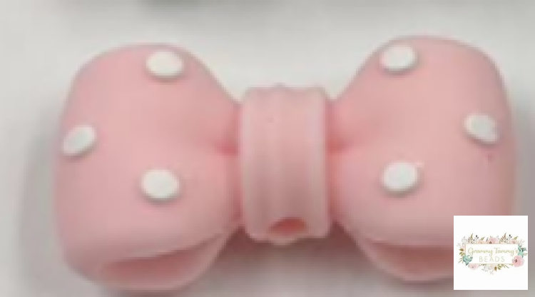 Bow Pink Silicone Focal Bead Silicone Focal Bead