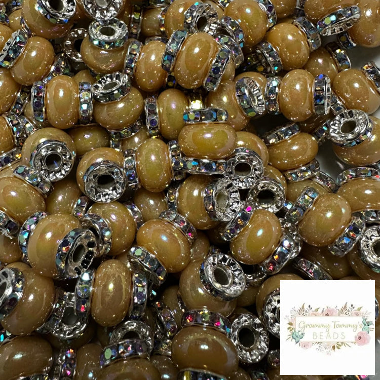 Brown Rhinestone Pearl Spacer Beads Spacers