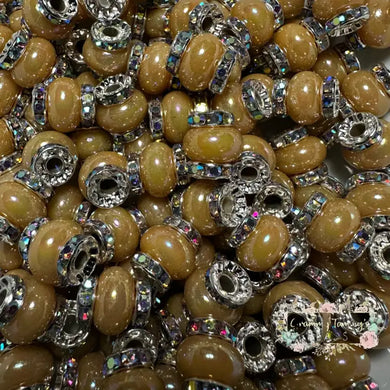 Brown Rhinestone Pearl Spacer Beads Spacers