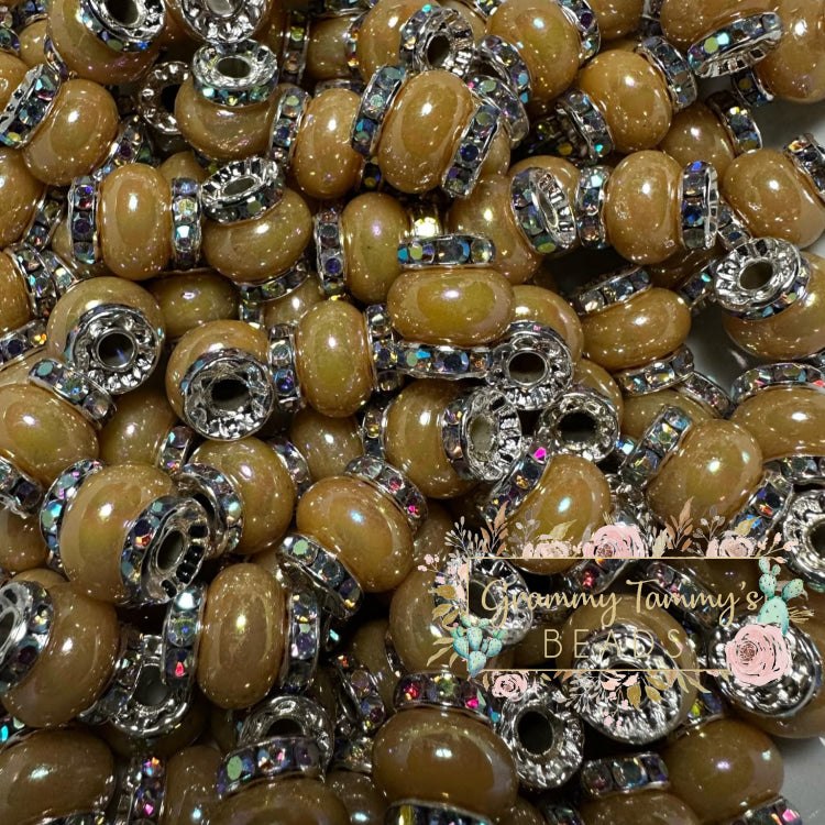 Brown Rhinestone Pearl Spacer Beads Spacers