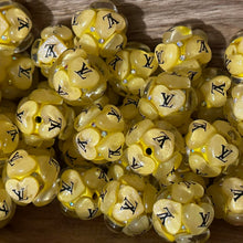Load image into Gallery viewer, Love Yellow 20mm Heart Round Fancy Acrylic Beads - 5 Count
