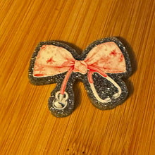 Load image into Gallery viewer, Pink Medical Ribbon - Silver Glitter Backing
