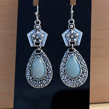 Load image into Gallery viewer, Blue &amp; Silver Teardrop Earrings
