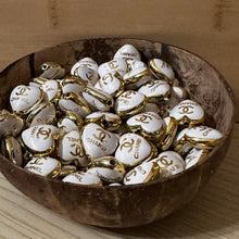 Load image into Gallery viewer, CiCi Heart Acrylic Bead - White &amp; Gold - 5 Count
