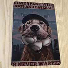 Load image into Gallery viewer, Creative Tin Sign 8X12 - Dogs &amp; Baseball
