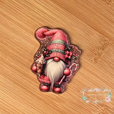 Christmas Gnome - Pink Glitter Flatback Glitter Flatback