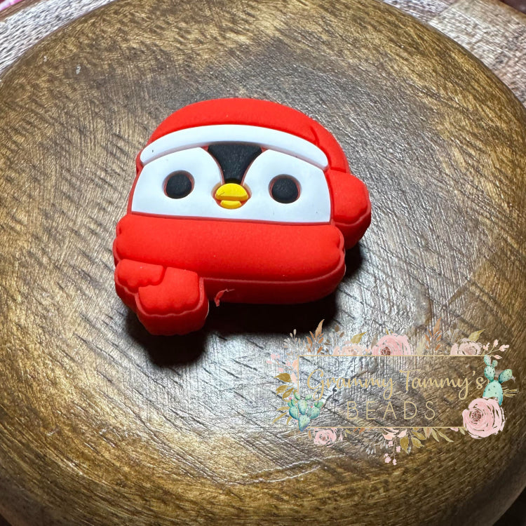 Christmas Penguin Head Silicone Focal Bead Beads