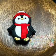 Load image into Gallery viewer, Christmas Penguin Silicone Focal Bead Beads
