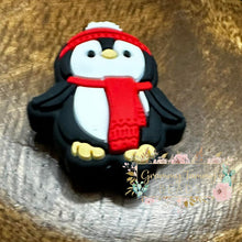 Load image into Gallery viewer, Christmas Penguin Silicone Focal Bead Beads
