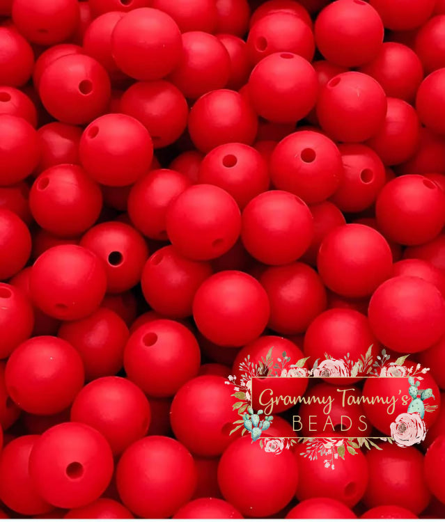 Christmas Red 12Mm Silicone Bead