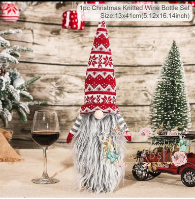 Christmas Wine Bottle Cover - Gnome With Grey Beard