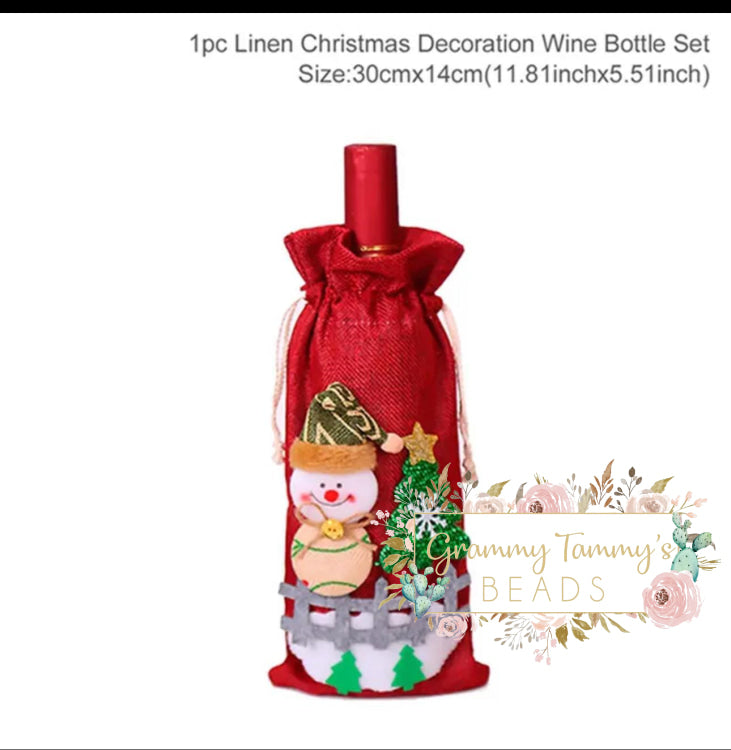 Christmas Wine Gift Bag - Snowman & Tree Cover