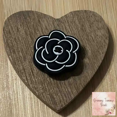 CiCI Black Flower Silicone Focal Bead Silicone Focal Bead