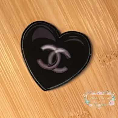 CiCi Black Heart Glitter Flatback Glitter Flatback