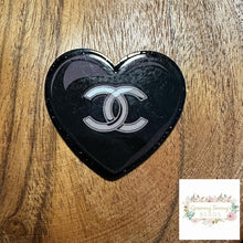 Load image into Gallery viewer, Black Heart Glitter Flatback Glitter Flatback
