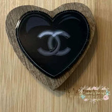 Load image into Gallery viewer, CiCi Black Heart Glitter Flatback Glitter Flatback
