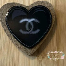 Load image into Gallery viewer, CiCi Black Heart Glitter Flatback Glitter Flatback
