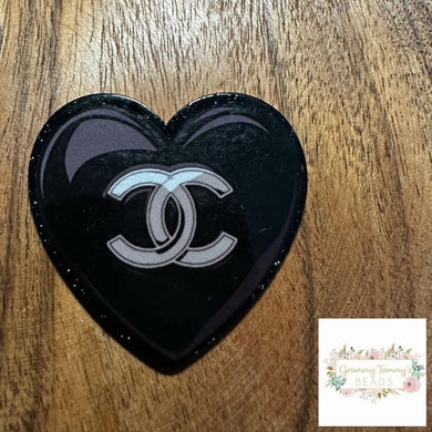 Black Heart Glitter Flatback Glitter Flatback