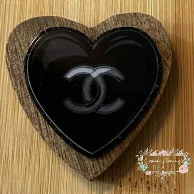 CiCi Black Heart Glitter Flatback Glitter Flatback