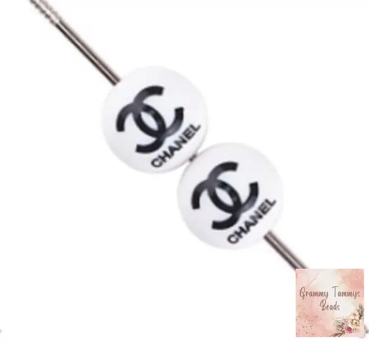 Cici Black & White 15Mm Round - 1 Bead Focal Beads