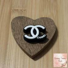 Load image into Gallery viewer, CiCi Black &amp; White Letters Silicone Focal Beads Silicone Focal Bead

