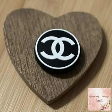 CiCi Black & White Round Silicone Focal Bead Focal Beads