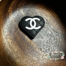 Load image into Gallery viewer, Cici Black With White Heart Silicone Focal Bead Beads
